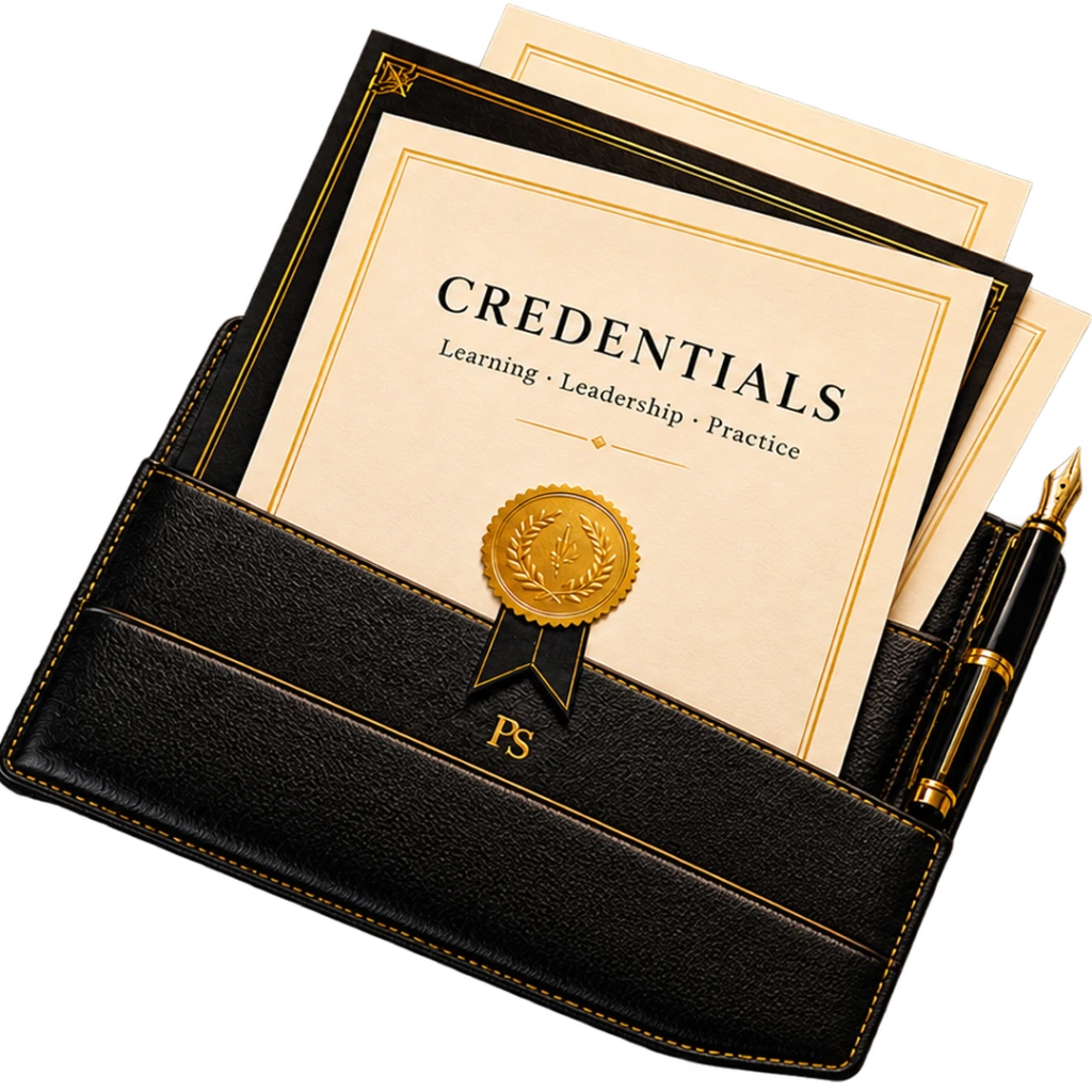 Illustration of professional credentials, learning and leadership